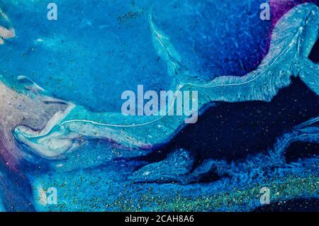 Marble art ocean background. Style incorporates the swirls of marble or the ripples of agate. Natural Luxury with gold powder. Stock Photo