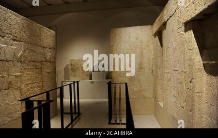 Ancient Egypt. Burial chamber of Methen or Metjen (high official). 4th Dynasty, c. 2575 BC. Limestone. Mastaba 6. Necropolis of north Sakkara. Old Kingdom. Neues Museum (New Museum). Berlin, Germany. Stock Photo