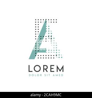 EA modern logo design with gray and blue color that can be used for creative industries and paper printing. AE logo is filled with bubbles and dots, c Stock Vector