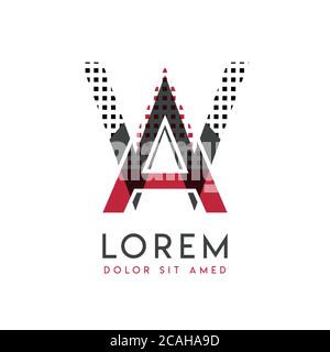 WA logo with gray and red color that can be used for creative industries and paper printing. AW logo is filled with bubbles and dots, can be applied i Stock Vector