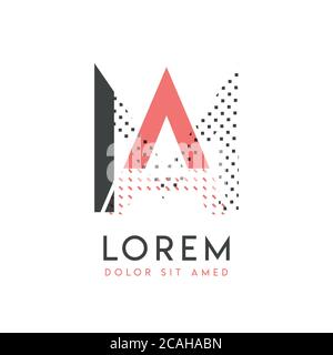 MA modern logo design with gray and pink color that can be used for creative business and advertising. AM logo is filled with bubbles and dots, can be Stock Vector