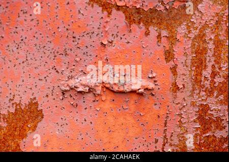 Texture of the surface of old iron covered with paint. Close up Stock Photo