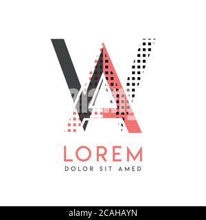 WA modern logo design with gray and pink color that can be used for creative business and advertising. AW logo is filled with bubbles and dots, can be Stock Vector