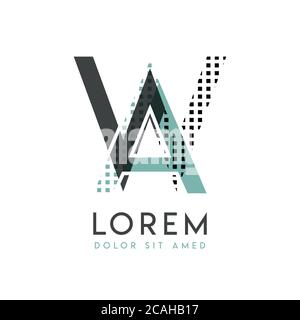 WA modern logo design with gray and blue color that can be used for creative industries and paper printing. AW logo is filled with bubbles and dots, c Stock Vector