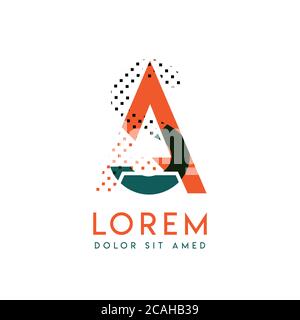 SA modern logo design with orange and green color that can be used for creative business and advertising. AS logo is filled with bubbles and dots, can Stock Vector