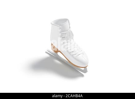 Blank white ice skates with blade and lace mockup, isolated Stock Photo