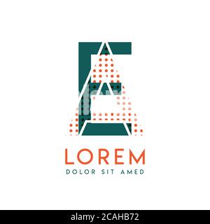 EA modern logo design with orange and green color that can be used for creative business and advertising. AE logo is filled with bubbles and dots, can Stock Vector