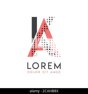 KA modern logo design with gray and pink color that can be used for creative business and advertising. AK logo is filled with bubbles and dots, can be Stock Vector