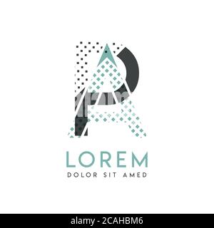 PA modern logo design with gray and blue color that can be used for creative industries and paper printing. AP logo is filled with bubbles and dots, c Stock Vector