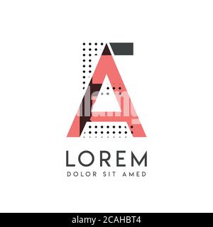 EA modern logo design with gray and pink color that can be used for creative business and advertising. AE logo is filled with bubbles and dots, can be Stock Vector