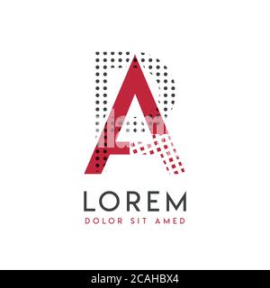PA logo with gray and red color that can be used for creative industries and paper printing. AP logo is filled with bubbles and dots, can be applied i Stock Vector