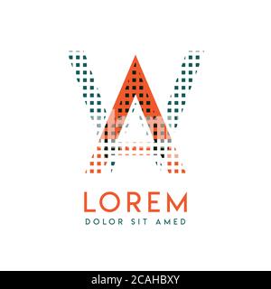 WA modern logo design with orange and green color that can be used for creative business and advertising. AW logo is filled with bubbles and dots, can Stock Vector