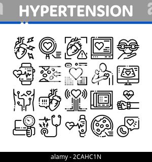 Hypertension Disease Collection Icons Set Vector Stock Vector