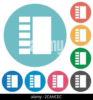 Vertical tabbed layout flat white icons on round color backgrounds Stock Vector