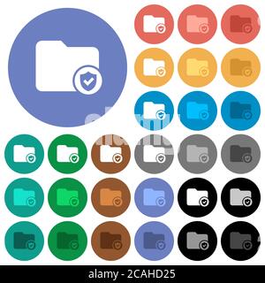 Protected directory multi colored flat icons on round backgrounds. Included white, light and dark icon variations for hover and active status effects, Stock Vector