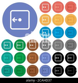 Move object left multi colored flat icons on round backgrounds. Included white, light and dark icon variations for hover and active status effects, an Stock Vector