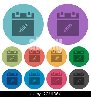 Edit schedule item darker flat icons on color round background Stock Vector