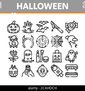 Halloween Celebration Collection Icons Set Vector Stock Vector
