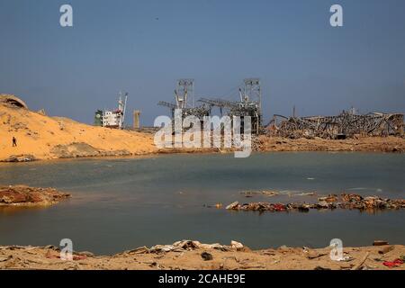 Beirut, Lebanon. 07th Aug, 2020. A general view of the destroyed Beirut ...