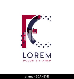 FC simple logo design with blue and maroon color that can be used for creative business and advertising. CF logo is filled with bubbles and dots, can Stock Vector