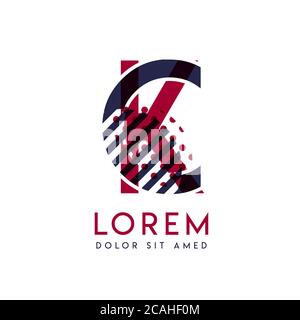 KC simple logo design with blue and maroon color that can be used for creative business and advertising. CK logo is filled with bubbles and dots, can Stock Vector
