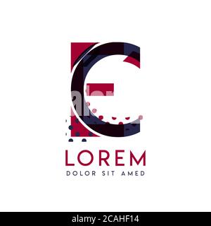 EC simple logo design with blue and maroon color that can be used for creative business and advertising. CE logo is filled with bubbles and dots, can Stock Vector