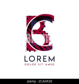 BC simple logo design with blue and maroon color that can be used for creative business and advertising. CB logo is filled with bubbles and dots, can Stock Vector