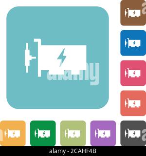 Fast ethernet network controller white flat icons on color rounded square backgrounds Stock Vector