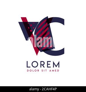 VC simple logo design with blue and maroon color that can be used for creative business and advertising. CV logo is filled with bubbles and dots, can Stock Vector