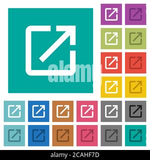 Open in new window multi colored flat icons on plain square backgrounds. Included white and darker icon variations for hover or active effects. Stock Vector