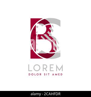 BC simple logo design with Gray and maroon color that can be used for creative business and advertising. CB logo is filled with bubbles and dots, can Stock Vector