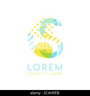 SC natural logo design with yellow and ocean blue color that can be used for creative business and advertising. CS logo is filled with bubbles and dot Stock Vector
