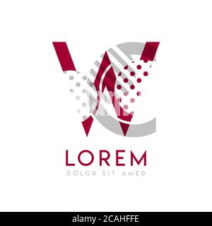 WC simple logo design with Gray and maroon color that can be used for creative business and advertising. CW logo is filled with bubbles and dots, can Stock Vector