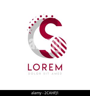 SC simple logo design with Gray and maroon color that can be used for creative business and advertising. CS logo is filled with bubbles and dots, can Stock Vector