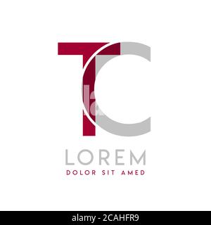 TC simple logo design with Gray and maroon color that can be used for creative business and advertising. CT logo is filled with bubbles and dots, can Stock Vector