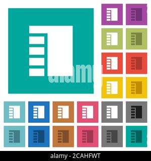 Vertical tabbed layout active multi colored flat icons on plain square backgrounds. Included white and darker icon variations for hover or active effe Stock Vector