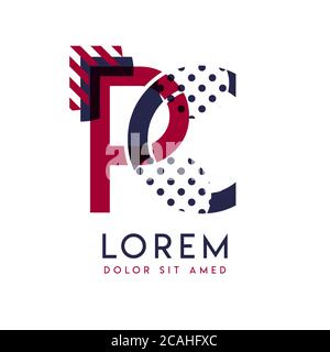 PC simple logo design with blue and maroon color that can be used for creative business and advertising. CP logo is filled with bubbles and dots, can Stock Vector