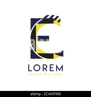 EC simple logo design with yellow and purple color that can be used for creative business and advertising. CE logo is filled with bubbles and dots, ca Stock Vector