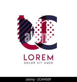 UC simple logo design with blue and maroon color that can be used for creative business and advertising. CU logo is filled with bubbles and dots, can Stock Vector