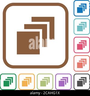 Multiple canvases simple icons in color rounded square frames on white background Stock Vector