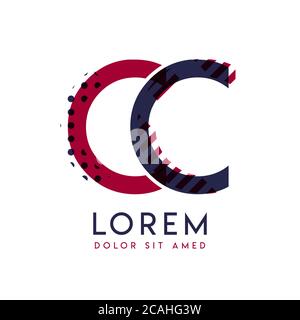 CC simple logo design with blue and maroon color that can be used for creative business and advertising. CC logo is filled with bubbles and dots, can Stock Vector