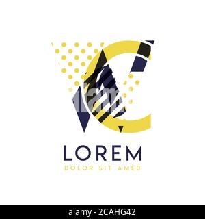 WC simple logo design with yellow and purple color that can be used for creative business and advertising. CW logo is filled with bubbles and dots, ca Stock Vector