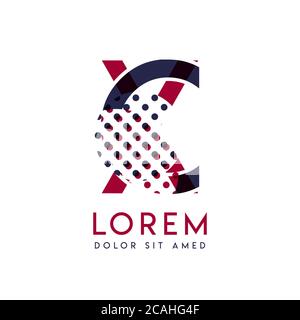XC simple logo design with blue and maroon color that can be used for creative business and advertising. CX logo is filled with bubbles and dots, can Stock Vector