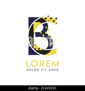 BC simple logo design with yellow and purple color that can be used for creative business and advertising. CB logo is filled with bubbles and dots, ca Stock Vector