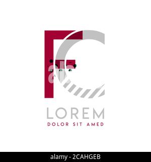 FC simple logo design with Gray and maroon color that can be used for creative business and advertising. CF logo is filled with bubbles and dots, can Stock Vector