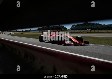 Ferrari driver Charles Leclerc of Monaco steers his car during the first practice session for
