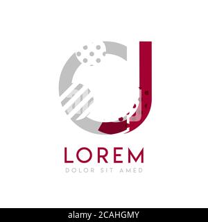 JC simple logo design with Gray and maroon color that can be used for creative business and advertising. CJ logo is filled with bubbles and dots, can Stock Vector