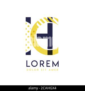 HC simple logo design with yellow and purple color that can be used for creative business and advertising. CH logo is filled with bubbles and dots, ca Stock Vector