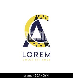 AC simple logo design with yellow and purple color that can be used for creative business and advertising. CA logo is filled with bubbles and dots, ca Stock Vector