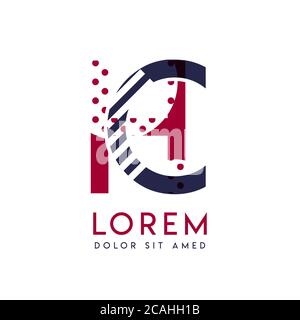HC simple logo design with blue and maroon color that can be used for creative business and advertising. CH logo is filled with bubbles and dots, can Stock Vector